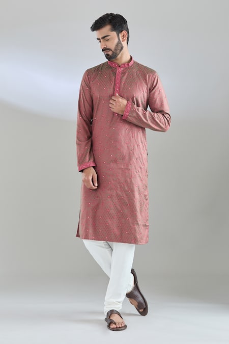 Arihant Rai Sinha Wine Polyester Mirrors Embroidered Kurta Set Online at Aza Fashions Arihant Rai Sinha_Wine Polyester Mirrors Embroidered Kurta Set _Online_at_Aza_Fashions