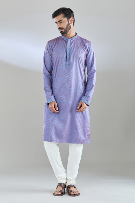 Arihant Rai Sinha Blue Polyester, Cotton Mirrors Embroidered Kurta Set Online at Aza Fashions Arihant Rai Sinha_Blue Polyester, Cotton Mirrors Embroidered Kurta Set _Online_at_Aza_Fashions