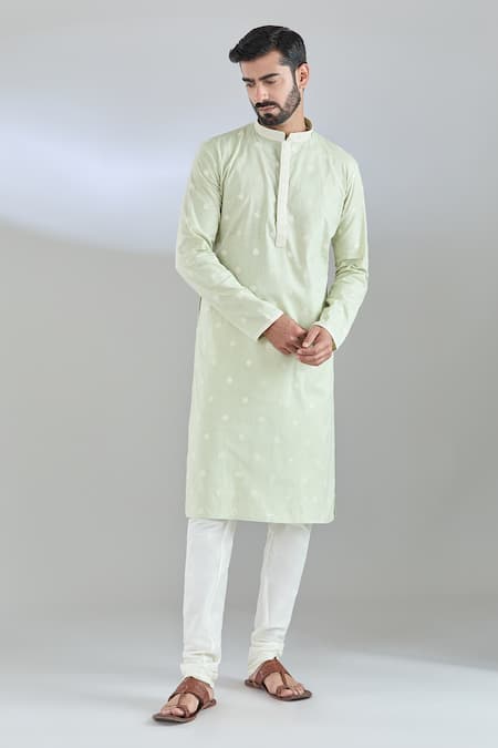 Arihant Rai Sinha Green Polyester, Cotton Embroidery Floral Kurta Set