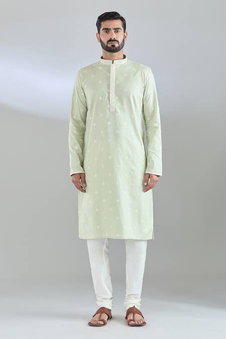 Arihant Rai Sinha Green Polyester, Cotton Embroidery Floral Kurta Set Online at Aza Fashions Arihant Rai Sinha_Green Polyester, Cotton Embroidery Floral Kurta Set _Online_at_Aza_Fashions