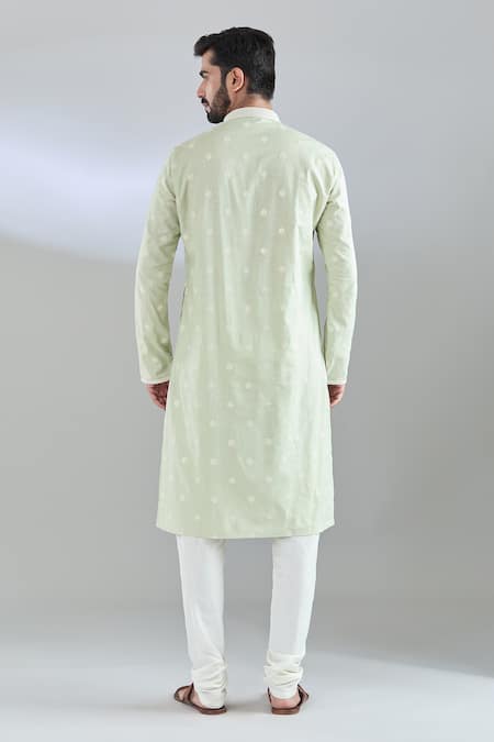 Shop Arihant Rai Sinha Green Polyester, Cotton Embroidery Floral Kurta Set at Aza Fashions Shop_Arihant Rai Sinha_Green Polyester, Cotton Embroidery Floral Kurta Set _at_Aza_Fashions