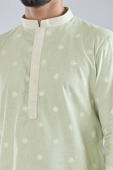 Buy Arihant Rai Sinha Green Polyester, Cotton Embroidery Floral Kurta Set Online at Aza Fashions Buy_Arihant Rai Sinha_Green Polyester, Cotton Embroidery Floral Kurta Set _Online_at_Aza_Fashions