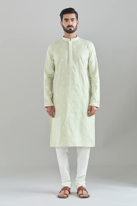 Buy_Arihant Rai Sinha_Green Polyester, Cotton Sequins, Embroidery Paisley Kurta Set _Online_at_Aza_Fashions