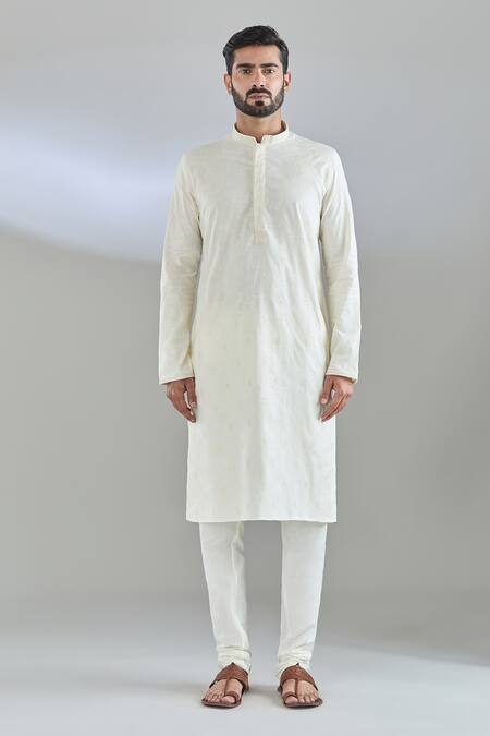 Arihant Rai Sinha_Cream Polyester, Cotton Sequins, Embroidery Kurta Set _Online_at_Aza_Fashions