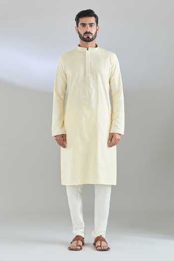 Arihant Rai Sinha Yellow Polyester, Cotton Embroidery, Sequins Leaf Kurta Set Online at Aza Fashions Arihant Rai Sinha_Yellow Polyester, Cotton Embroidery, Sequins Leaf Kurta Set _Online_at_Aza_Fashions