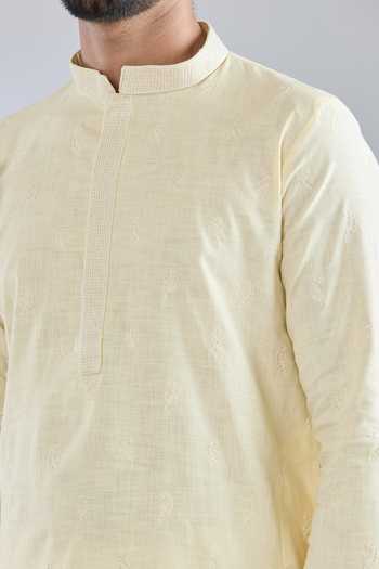 Buy Arihant Rai Sinha Yellow Polyester, Cotton Embroidery, Sequins Leaf Kurta Set Online at Aza Fashions Buy_Arihant Rai Sinha_Yellow Polyester, Cotton Embroidery, Sequins Leaf Kurta Set _Online_at_Aza_Fashions