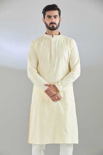 Shop Arihant Rai Sinha Yellow Polyester, Cotton Embroidery, Sequins Leaf Kurta Set Online at Aza Fashions Shop_Arihant Rai Sinha_Yellow Polyester, Cotton Embroidery, Sequins Leaf Kurta Set _Online_at_Aza_Fashions