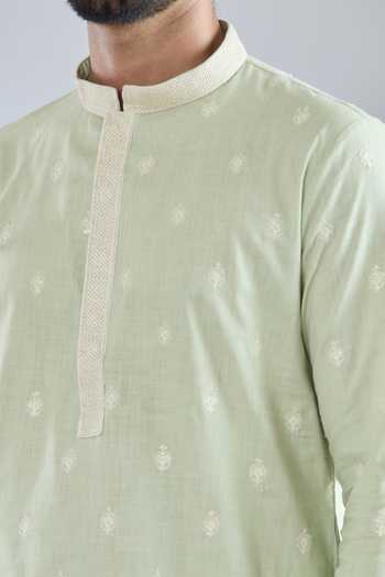 Buy Arihant Rai Sinha Green Polyester, Cotton Embroidery Thread Kurta Set Online at Aza Fashions Buy_Arihant Rai Sinha_Green Polyester, Cotton Embroidery Thread Kurta Set _Online_at_Aza_Fashions