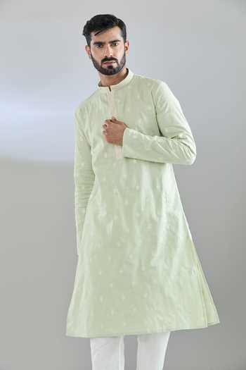 Arihant Rai Sinha Green Polyester, Cotton Embroidery Thread Kurta Set at Aza Fashions Arihant Rai Sinha_Green Polyester, Cotton Embroidery Thread Kurta Set _at_Aza_Fashions