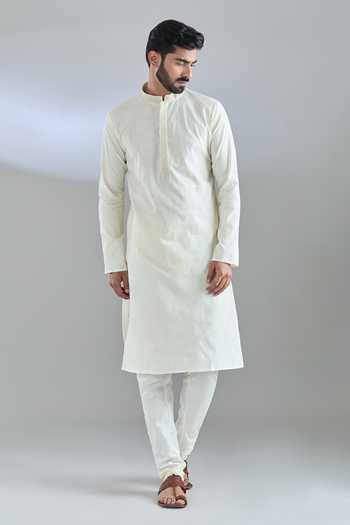 Arihant Rai Sinha Cream Polyester, Cotton Sequins, Embroidery Kurta Set Online at Aza Fashions Arihant Rai Sinha_Cream Polyester, Cotton Sequins, Embroidery Kurta Set _Online_at_Aza_Fashions