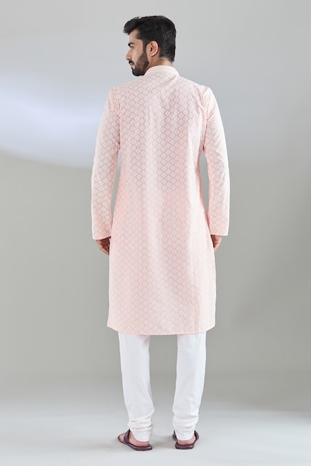 Shop Arihant Rai Sinha Pink Cotton, Polyester Embroidery Thread Kurta Set at Aza Fashions Shop_Arihant Rai Sinha_Pink Cotton, Polyester Embroidery Thread Kurta Set _at_Aza_Fashions