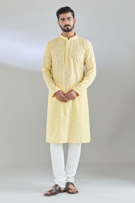 Arihant Rai Sinha Yellow Embroidered Kurta Set 