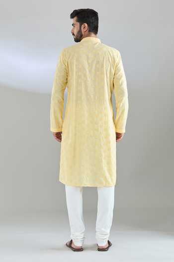 Shop Arihant Rai Sinha Yellow Chanderi, Polyester Sequins, Embroidery Kurta Set at Aza Fashions Shop_Arihant Rai Sinha_Yellow Chanderi, Polyester Sequins, Embroidery Kurta Set _at_Aza_Fashions