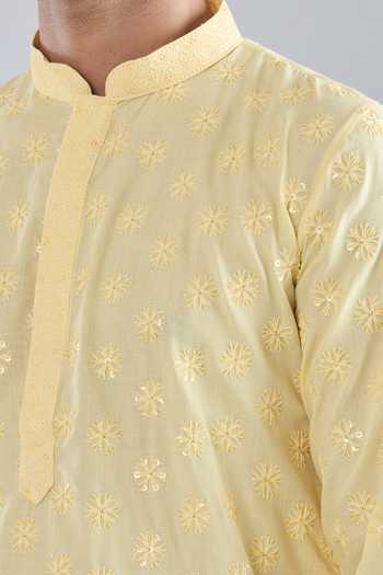 Buy Arihant Rai Sinha Yellow Chanderi, Polyester Sequins, Embroidery Kurta Set Online at Aza Fashions Buy_Arihant Rai Sinha_Yellow Chanderi, Polyester Sequins, Embroidery Kurta Set _Online_at_Aza_Fashions