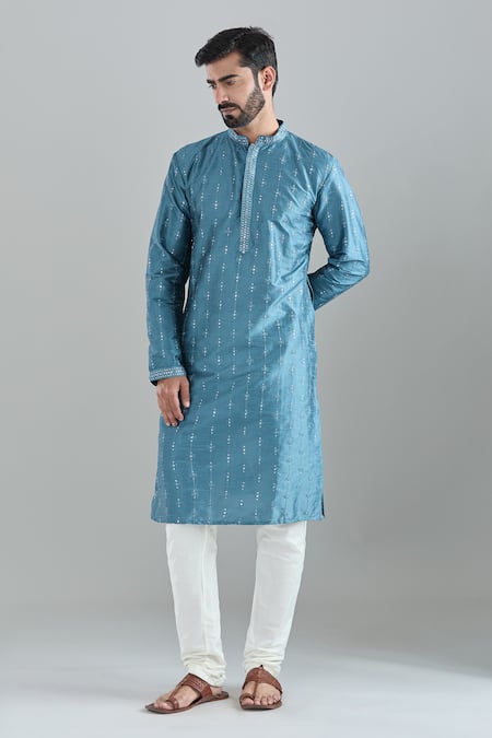 Arihant Rai Sinha Blue Polyester, Polyamide Mirrors, Sequins, Embroidery Kurta Set Online at Aza Fashions Arihant Rai Sinha_Blue Polyester, Polyamide Mirrors, Sequins, Embroidery Kurta Set _Online_at_Aza_Fashions