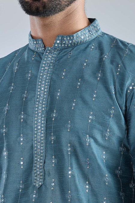 Arihant Rai Sinha Blue Polyester, Polyamide Mirrors, Sequins, Embroidery Kurta Set at Aza Fashions Arihant Rai Sinha_Blue Polyester, Polyamide Mirrors, Sequins, Embroidery Kurta Set _at_Aza_Fashions