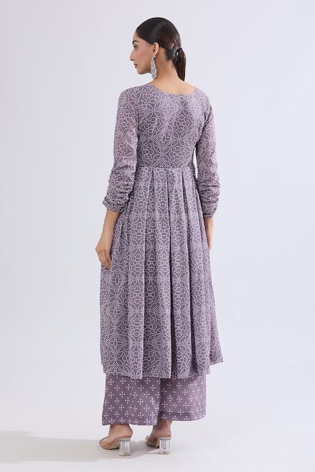 Naintara Bajaj Floral Bandhani Angarkha Kurta Set 