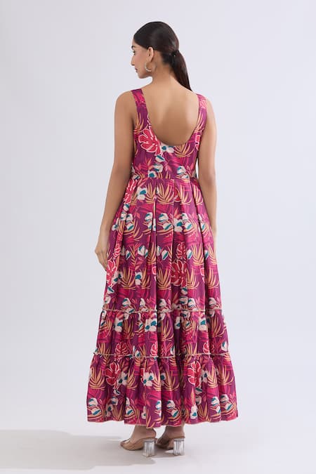 Naintara Bajaj Floral Print Tiered Maxi Dress 