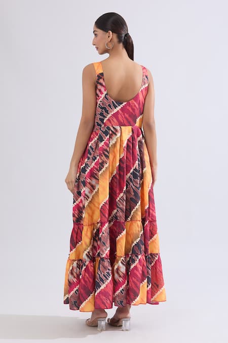 Naintara Bajaj Multi Color Abstract Print Maxi Dress 