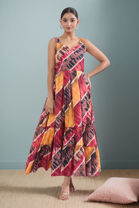 Naintara Bajaj Multi Color Abstract Print Maxi Dress 