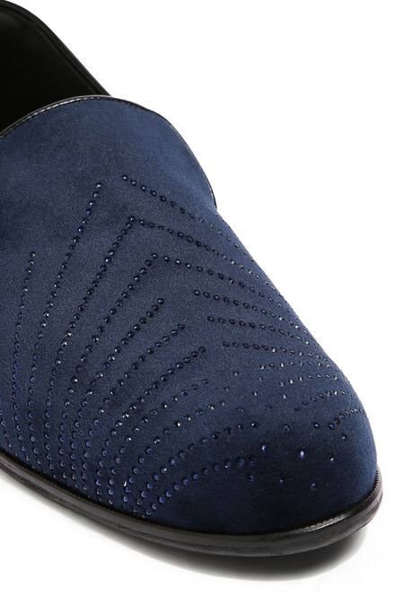 Buy_Asuka_Blue Crystals Navy Hand Embroidered Shoes _Online_at_Aza_Fashions