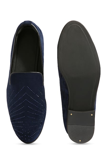 Asuka Navy Blue Hand Embroidered Crystal Shoes 