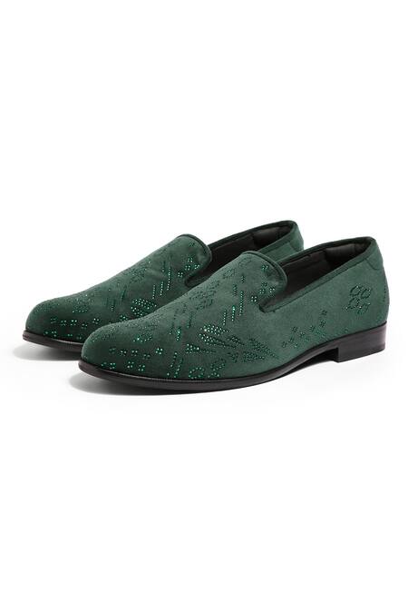 Buy Asuka Green Deep Hand Embroidered Shoes Online at Aza Fashions Buy_Asuka_Green Deep Hand Embroidered Shoes _Online_at_Aza_Fashions