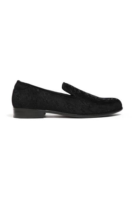 Buy Asuka Black Crystals Velvet Hand Embroidered Shoes Online at Aza Fashions Buy_Asuka_Black Crystals Velvet Hand Embroidered Shoes _Online_at_Aza_Fashions