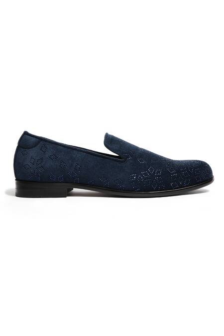 Asuka Blue Crystals Navy Hand Embroidered Shoes Online at Aza Fashions Asuka_Blue Crystals Navy Hand Embroidered Shoes _Online_at_Aza_Fashions