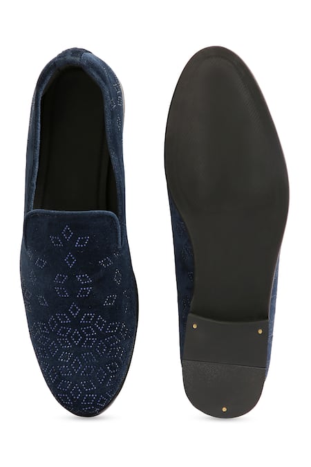Asuka Navy Blue Hand Embroidered Shoes 