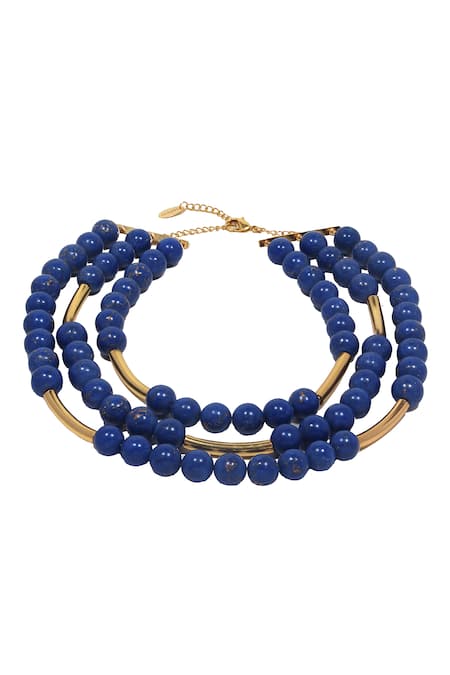 Shop_Mnsh_Blue Bead Layered Necklace _at_Aza_Fashions