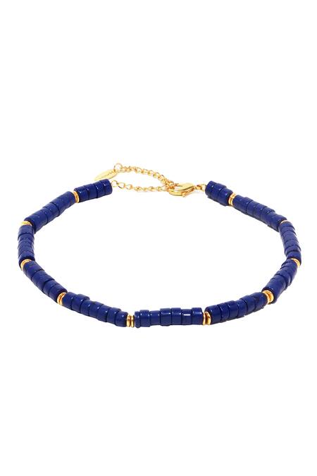 Mnsh_Blue Bead Embellished Chain Necklace _Online_at_Aza_Fashions