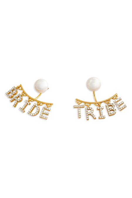 Mnsh Gold Plated Rhinestones Bride Tribe Earrings Online at Aza Fashions Mnsh_Gold Plated Rhinestones Bride Tribe Earrings _Online_at_Aza_Fashions