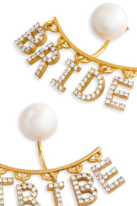 Mnsh Gold Plated Rhinestones Bride Tribe Earrings at Aza Fashions Mnsh_Gold Plated Rhinestones Bride Tribe Earrings _at_Aza_Fashions