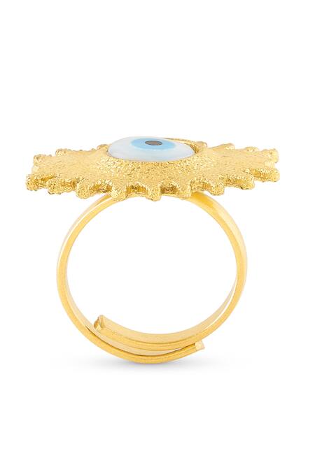 Mnsh_Gold Plated Pearls Evil Eye Shaped Ring_Online_at_Aza_Fashions