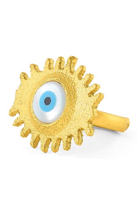 Shop_Mnsh_Gold Plated Pearls Evil Eye Shaped Ring_Online_at_Aza_Fashions