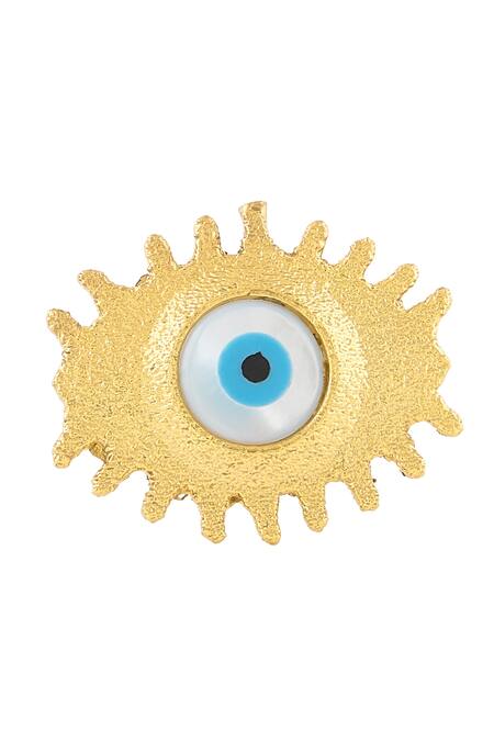 Mnsh_Gold Plated Pearls Evil Eye Shaped Ring_at_Aza_Fashions