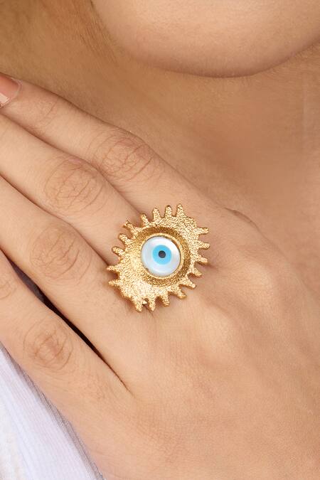 Buy_Mnsh_Gold Plated Pearls Evil Eye Shaped Ring