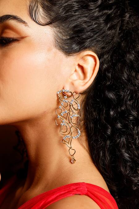 Buy Mnsh Gold Plated Crystals, Diamonds Cubic Zirconia Cutwork Earrings Online at Aza Fashions Buy_Mnsh_Gold Plated Crystals, Diamonds Cubic Zirconia Cutwork Earrings _Online_at_Aza_Fashions