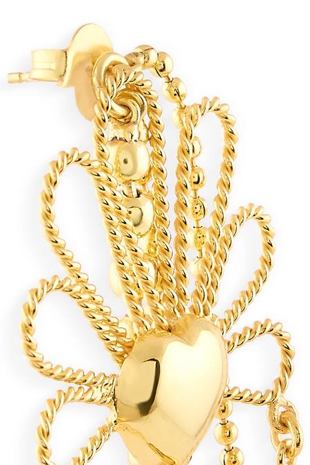 Shop_Mnsh_Gold Plated Petal Bloom Hair Chain Earrings_Online_at_Aza_Fashions