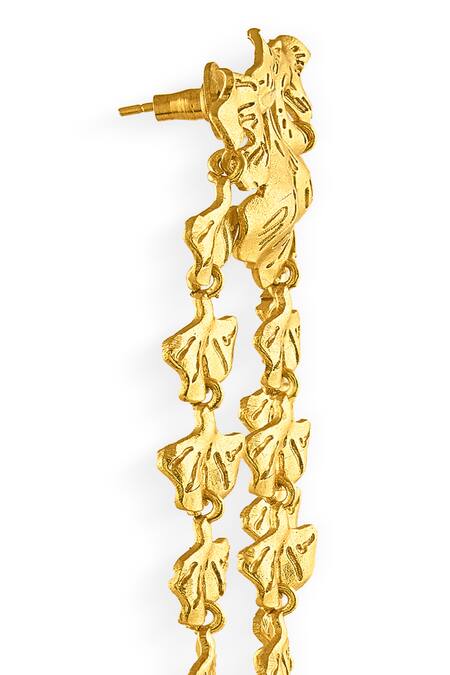 Mnsh Gold Plated Lotus Dangler Earrings Online at Aza Fashions Mnsh_Gold Plated Lotus Dangler Earrings _Online_at_Aza_Fashions