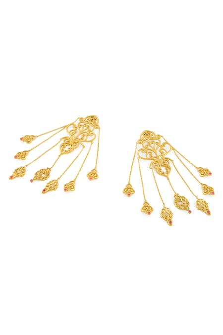 Mnsh Gold Plated Royal Bloom Chandelier Earrings Online at Aza Fashions Mnsh_Gold Plated Royal Bloom Chandelier Earrings_Online_at_Aza_Fashions