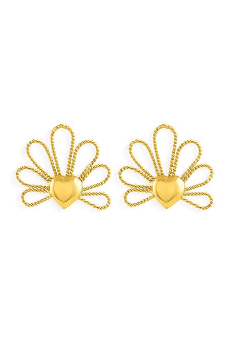 Mnsh Gold Plated Bloom Petal Stud Earrings Online at Aza Fashions Mnsh_Gold Plated Bloom Petal Stud Earrings _Online_at_Aza_Fashions
