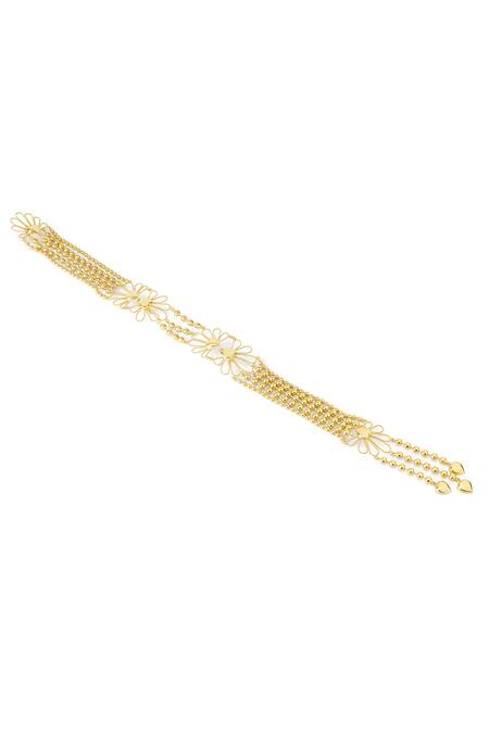 Mnsh Gold Bloom Petal Hair Harness Online at Aza Fashions Mnsh_Gold Bloom Petal Hair Harness _Online_at_Aza_Fashions