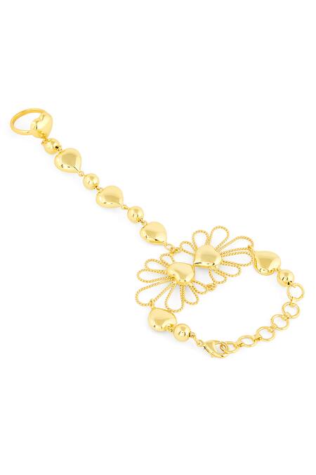Buy Mnsh Gold Plated Bloom And Heart Design Hand Harness Bracelet Online at Aza Fashions Buy_Mnsh_Gold Plated Bloom And Heart Design Hand Harness Bracelet _Online_at_Aza_Fashions