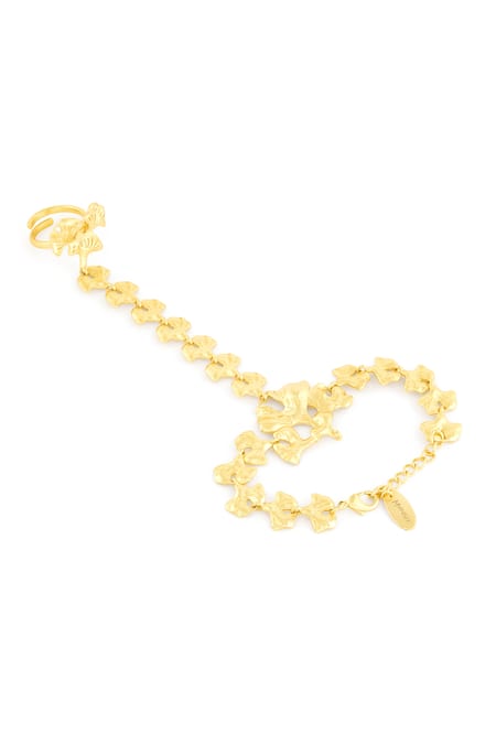 Buy Mnsh Gold Plated Lotus Hand Harness Bracelet Online at Aza Fashions Buy_Mnsh_Gold Plated Lotus Hand Harness Bracelet _Online_at_Aza_Fashions