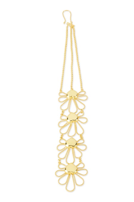 Shop Mnsh Gold Plated Petal Vine Maangtikka at Aza Fashions Shop_Mnsh_Gold Plated Petal Vine Maangtikka _at_Aza_Fashions