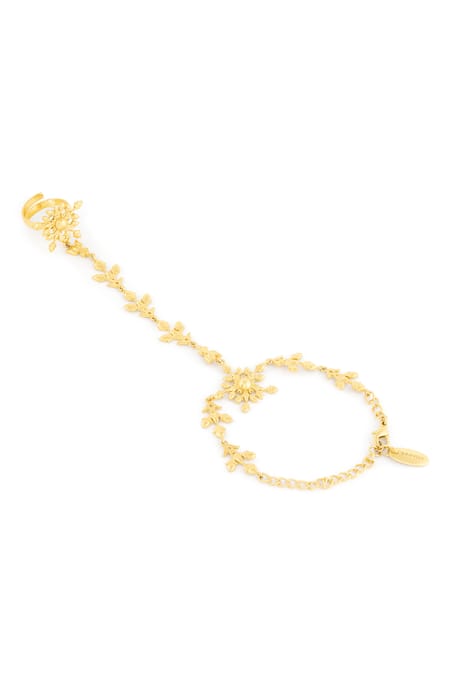 Buy Mnsh Gold Plated Tulip Vine Hand Harness Bracelet Online at Aza Fashions Buy_Mnsh_Gold Plated Tulip Vine Hand Harness Bracelet _Online_at_Aza_Fashions