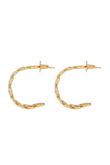Mnsh_Gold Plated Wavy Curved Hoops_Online_at_Aza_Fashions