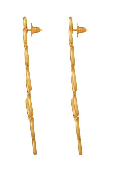 Mnsh Gold Plated Wavy Curved Long Earrings Online at Aza Fashions Mnsh_Gold Plated Wavy Curved Long Earrings _Online_at_Aza_Fashions